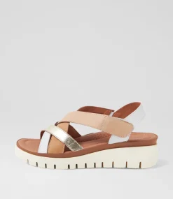 Women DIANA FERRARI Flats|Sandals-Launie Latte Leather Sandals