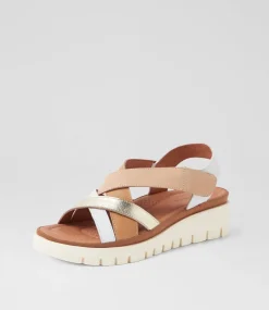 Women DIANA FERRARI Flats|Sandals-Launie Latte Leather Sandals