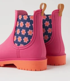 Women DIANA FERRARI Boots-Laurina2 Bright Pink Floral Gumboot Ankle Boots