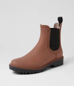 Women DIANA FERRARI Boots-Laurina2 Choc Black Gumboot Ankle Boots