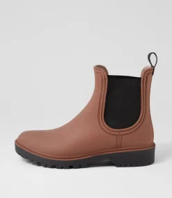 Women DIANA FERRARI Boots-Laurina2 Choc Black Gumboot Ankle Boots