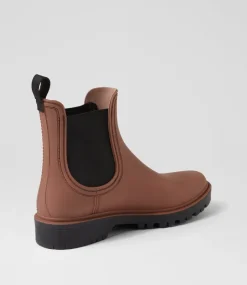 Women DIANA FERRARI Boots-Laurina2 Choc Black Gumboot Ankle Boots