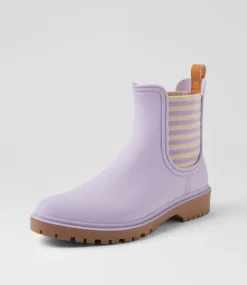 Women DIANA FERRARI Boots-Laurina2 Lilac Stripe Gumboot Ankle Boots