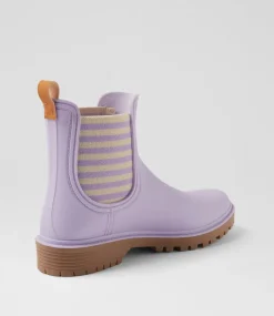 Women DIANA FERRARI Boots-Laurina2 Lilac Stripe Gumboot Ankle Boots
