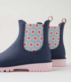 Women DIANA FERRARI Boots-Laurina2 Midnight Blue Floral Gumboot Ankle Boots