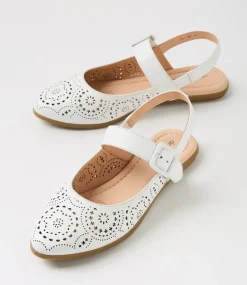 Women DIANA FERRARI Flats-Layah White Leather Flat Shoes