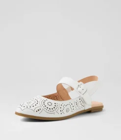 Women DIANA FERRARI Flats-Layah White Leather Flat Shoes