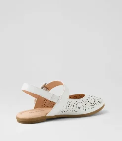 Women DIANA FERRARI Flats-Layah White Leather Flat Shoes
