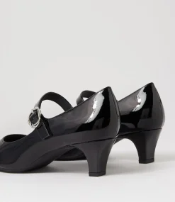 Women SUPERSOFT Comfort|Mary Janes-Lays Black Covered Heel Patent Leather Heels