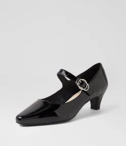 Women SUPERSOFT Comfort|Mary Janes-Lays Black Covered Heel Patent Leather Heels