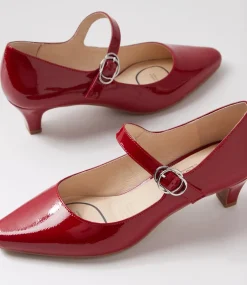 Women SUPERSOFT Comfort|Mary Janes-Lays Dark Red Covered Patent Leather Mary Jane Heels