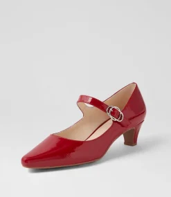 Women SUPERSOFT Comfort|Mary Janes-Lays Dark Red Covered Patent Leather Mary Jane Heels