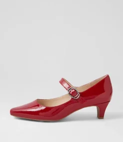 Women SUPERSOFT Comfort|Mary Janes-Lays Dark Red Covered Patent Leather Mary Jane Heels