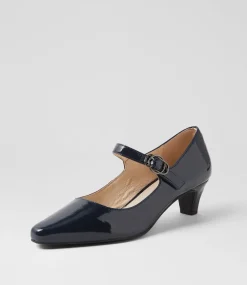 Women SUPERSOFT Comfort|Mary Janes-Lays Navy Covered Patent Leather Mary Jane Heels