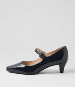 Women SUPERSOFT Comfort|Mary Janes-Lays Navy Covered Patent Leather Mary Jane Heels