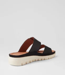 Women DIANA FERRARI Heels|Flats-Leeana Black Leather Sandals