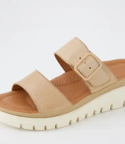 Women DIANA FERRARI Flats|Sandals-Leeana Latte Leather Sandals