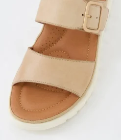 Women DIANA FERRARI Flats|Sandals-Leeana Latte Leather Sandals