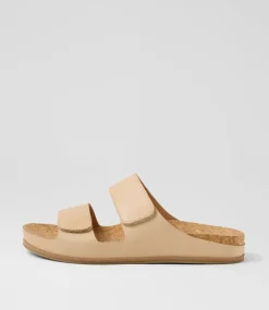 Women DIANA FERRARI Flats|Sandals-Leef Nougat Leather Sandals