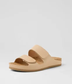 Women DIANA FERRARI Flats|Sandals-Leef Nougat Leather Sandals