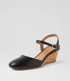 Women DIANA FERRARI Heels-Leisal Black Cork Leather Heels