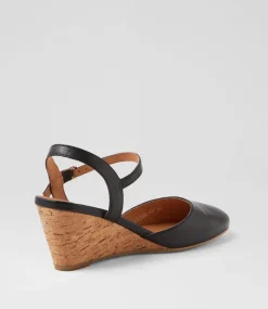 Women DIANA FERRARI Heels-Leisal Black Cork Leather Heels