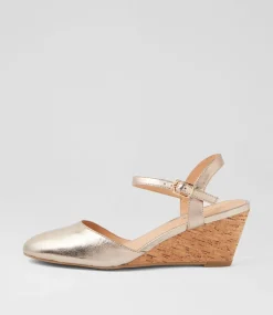 Women DIANA FERRARI Heels-Leisal Champagne Cork Leather Heels