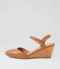 Women DIANA FERRARI Heels-Leisal Dark Tan Cork Leather Heels