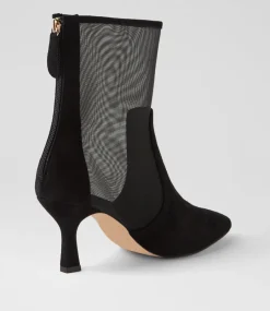 Women TOP END Boots-Lenka Black Suede Mesh Ankle Boots