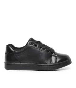LYNX Sport School Shoes|Junior School Shoes-LENNY JNR E BLACK LEATHER