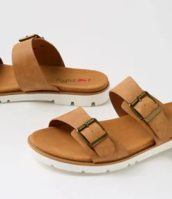 Women I LOVE BILLY Slides|Flats-Lertol Tan Slides