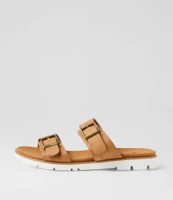 Women I LOVE BILLY Slides|Flats-Lertol Tan Slides