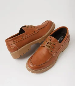UNCUT Casuals-Lexlen Tan Lace Up Flats