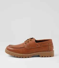 UNCUT Casuals-Lexlen Tan Lace Up Flats