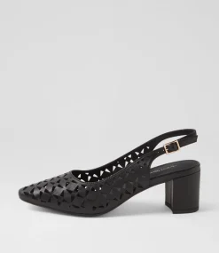 Women DIANA FERRARI Heels-Leyah Black Leather Heels