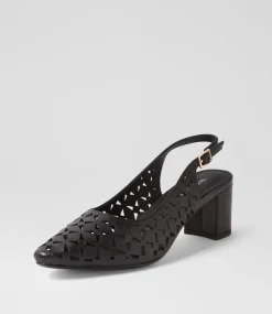 Women DIANA FERRARI Heels-Leyah Black Leather Heels
