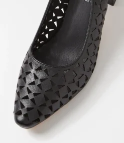 Women DIANA FERRARI Heels-Leyah Black Leather Heels