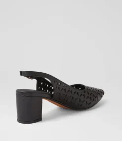Women DIANA FERRARI Heels-Leyah Black Leather Heels
