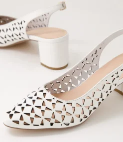 Women DIANA FERRARI Heels-Leyah White Leather Heels