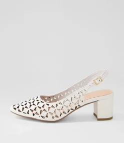 Women DIANA FERRARI Heels-Leyah White Leather Heels