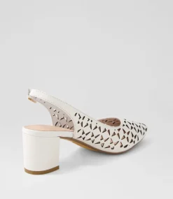 Women DIANA FERRARI Heels-Leyah White Leather Heels