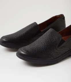 Women COB HILL Wedges|Flats-Lidia Slip On Black Burnished Leather Flat Shoes
