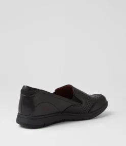 Women COB HILL Wedges|Flats-Lidia Slip On Black Burnished Leather Flat Shoes
