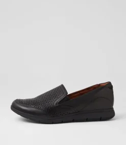Women COB HILL Wedges|Flats-Lidia Slip On Black Burnished Leather Flat Shoes