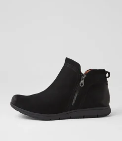 Women COB HILL Boots-Lidia Zip Black Burnished Leather Ankle Boots