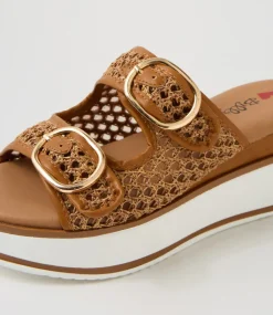 Women I LOVE BILLY Sandals-Liker Brown Weave Sandals