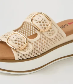 Women I LOVE BILLY Sandals-Liker Cream Weave Sandals