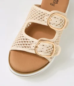 Women I LOVE BILLY Sandals-Liker Cream Weave Sandals