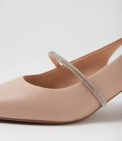 Women SUPERSOFT Comfort|Heels-Lilium Nude Leather Jewels Heels