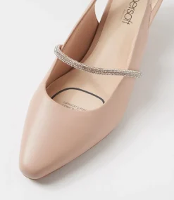 Women SUPERSOFT Comfort|Heels-Lilium Nude Leather Jewels Heels